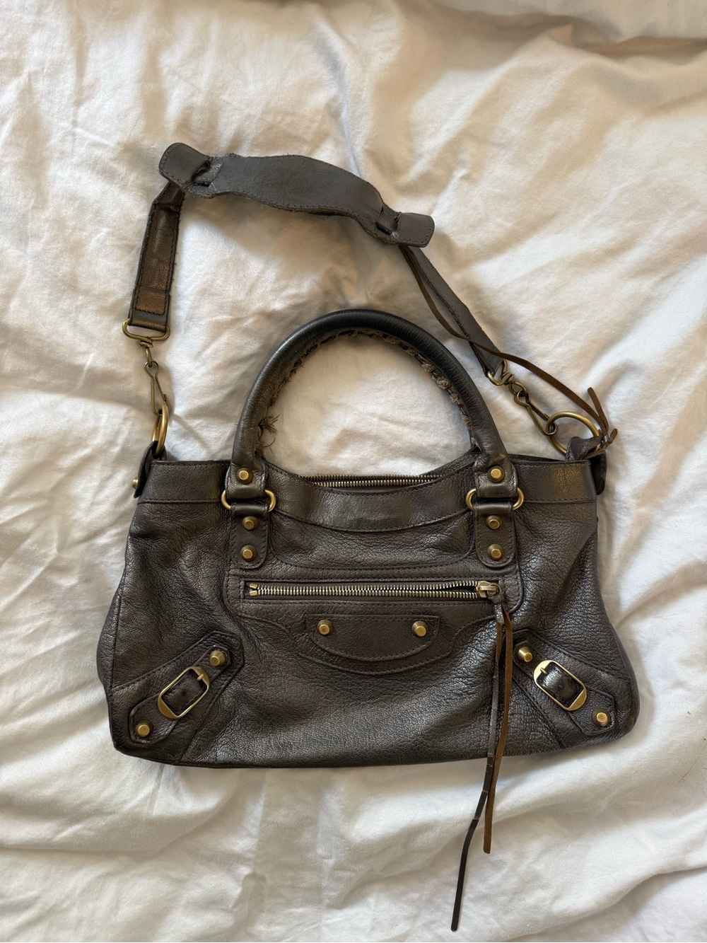 Balenciaga Dark Brown Leather Shoulder Bag